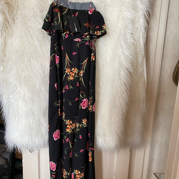 Floral tube sleeveless jumpsuit black medium - Picture 4 of 9